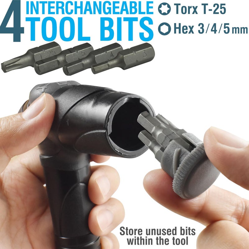MARQUE Adjustable Bike Torque Wrench â€“ 4, 5, 6 Nm Dial Portable Mini Bicycle Multitool Allen Key Tool, includes 3, 4, 5 mm Hex, T 25 Tool Bits â€“ Repair Your Road and MTB at Home Garage - Cyclist Gift - Image 4